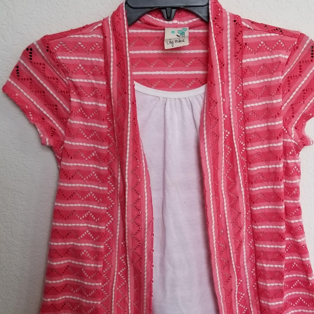 Pink and White Girls Top